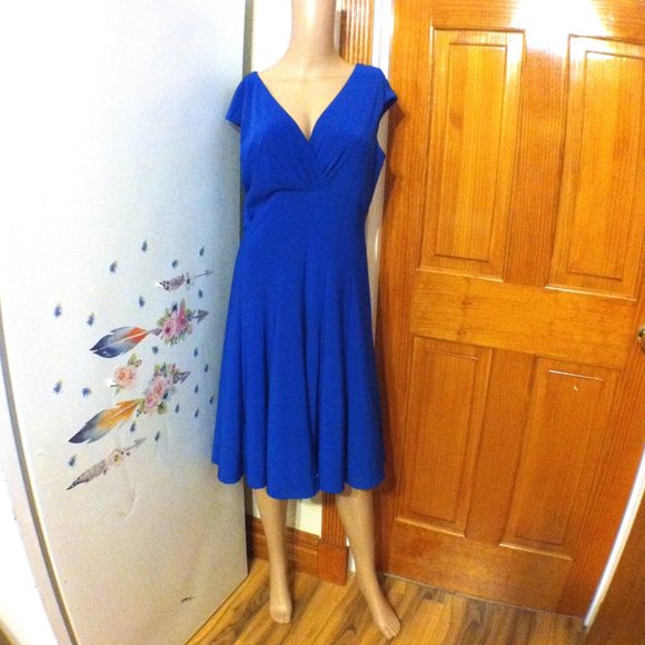 Lauren Ralph Lauren Royal Blue Surplice Dress - Picture 2 of 8